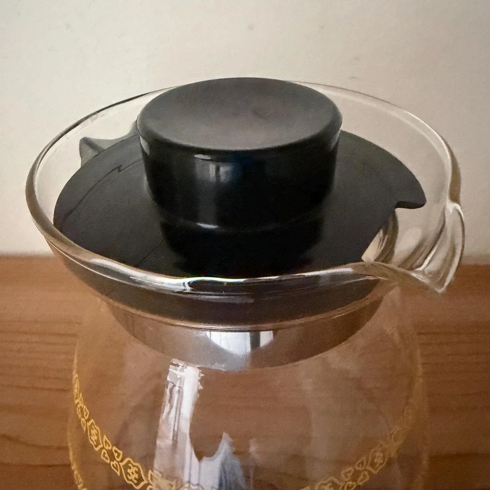 Vintage Melitta Corning Glass Coffee Carafe‎ Gold Floral MCM Replacement